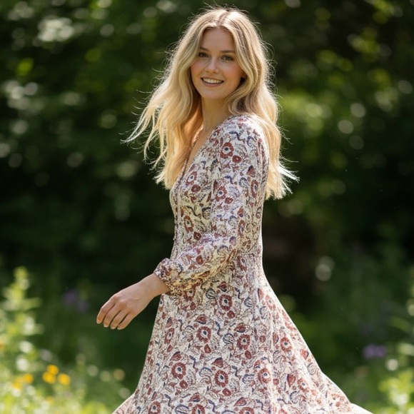 Banana Republic Dresses & Skirts - 🌷 Banana Republic Dress Bohemian Floral Peasant Sleeves, V Neck, Pullover easy
